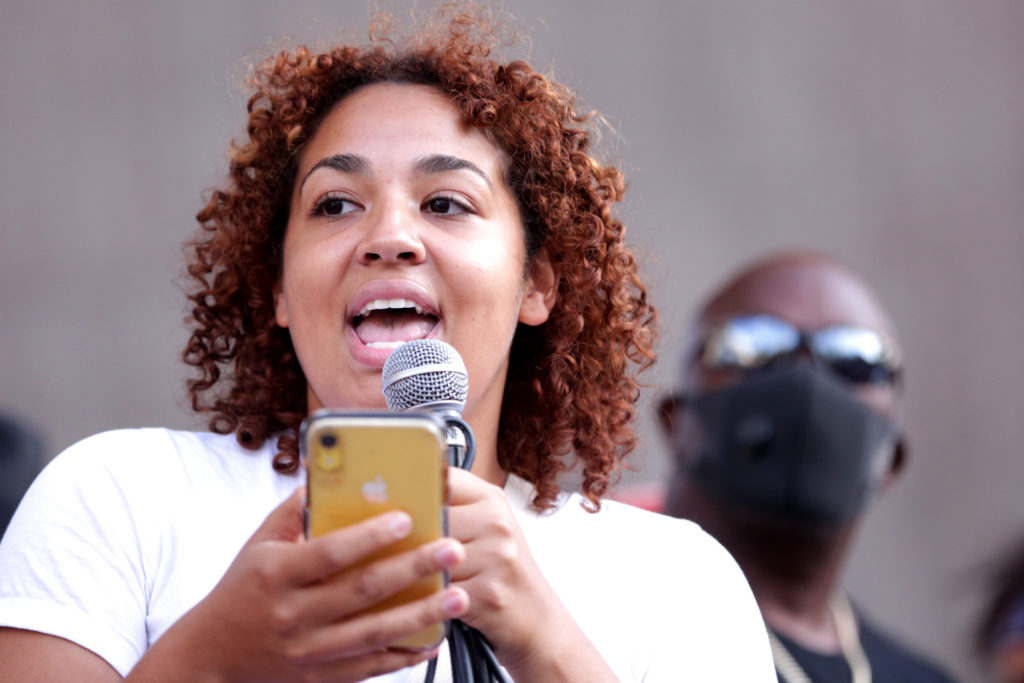 The Denver protests against police brutality and the death of George Floyd at the hands of Minneapolis police spilled into Wednesday June 3 with a rally at the Capitol, a march through the city and a second rally at Civic Center Park. Maya Thomas read a poem decrying gentrification and the displacement of communities of color in Denver.
