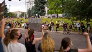 Protesters gathered in Denver for a twelfth day in a row on Monday to speak out against racism and police brutality. (Carl Glenn Payne/For Denverite)