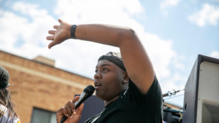 A student-led demonstration supporting Black Lives Matter, organized by DSST: College View High School in Denver, marched from Cheeseman Park to the Capitol on Tuesday, June 16, 2020. School Board member Tay Anderson led chants along the route.