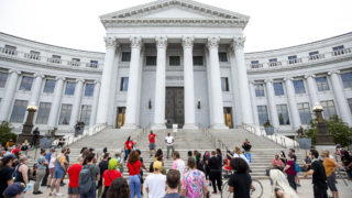The Denver People's Town Hall, on the City and County Building steps. June 29, 2020. (Kevin J. Beaty/Denverite)