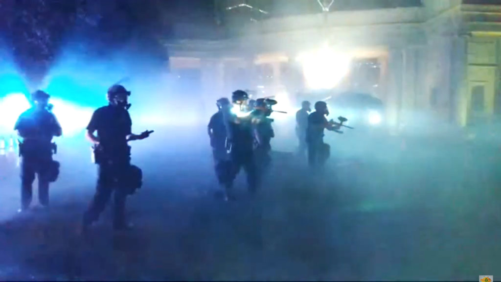 Denver Police break up a protest camp at Civic Center Park. July 1, 2020. (Courtesy: Brian Loma/Cut The Plastic)