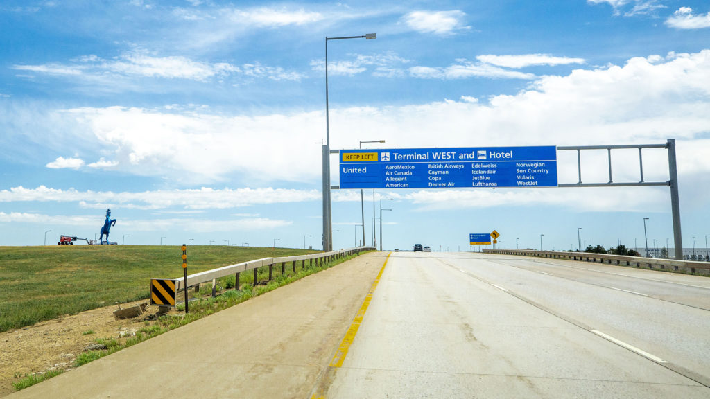 Peña Boulevard, heading into Denver International Airport.