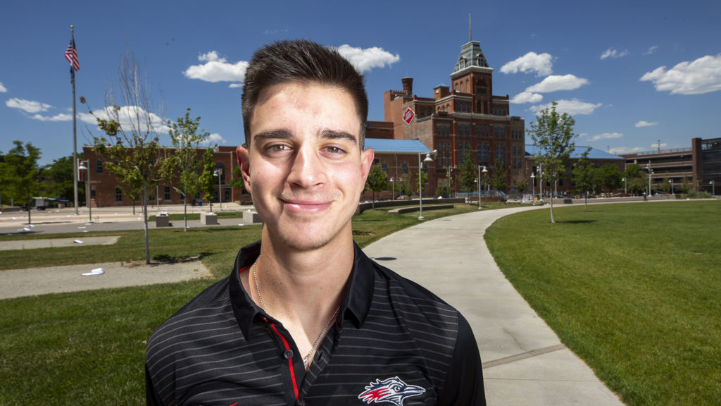 Alejandro Martinez Morilla, a senior at Metro State University from Madrid, Spain, stands in front of the Tivoli Student Union on the Auraria Campus. July 8, 2020.