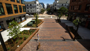 The Platte Street Plaza in Highland is complete. July 8, 2020. (Kevin J. Beaty/Denverite)