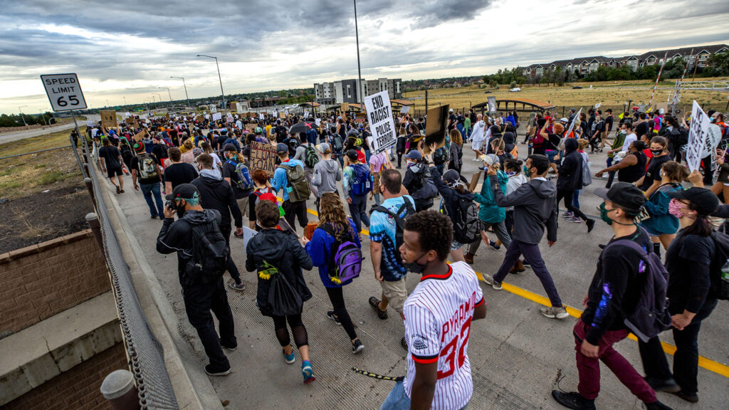 A protest demanding justice for Elijah McClain has taken over I-225. July 25, 2020.