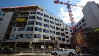 Construction near the intersection of 38th and Walnut Streets. Aug. 27, 2020.