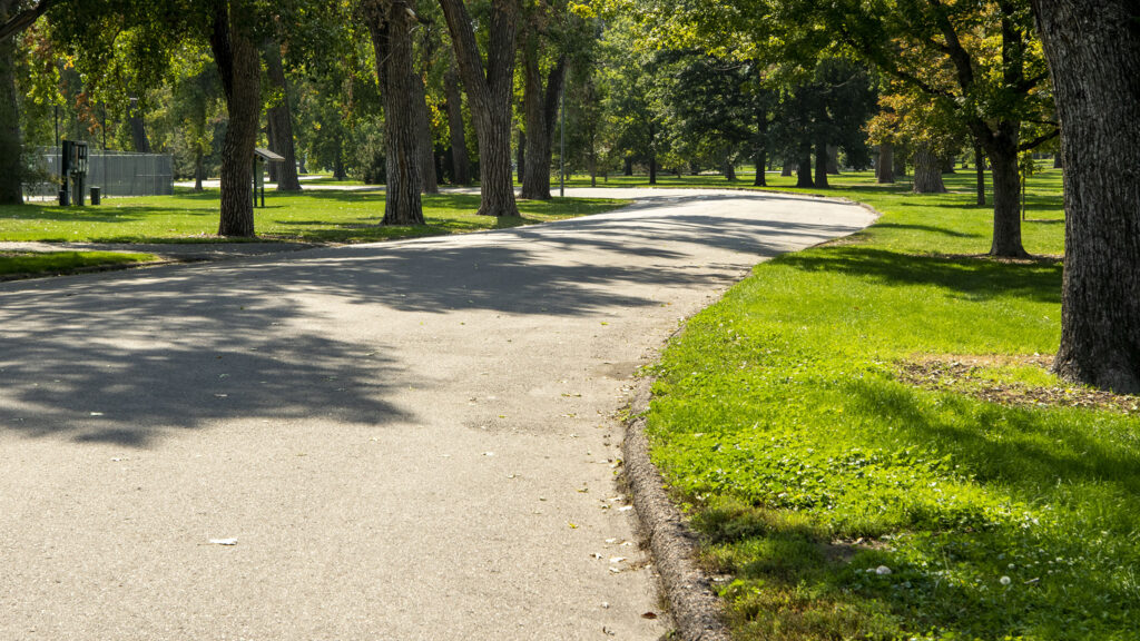 The road into City Park is closed to cars. Sept. 24, 2020.