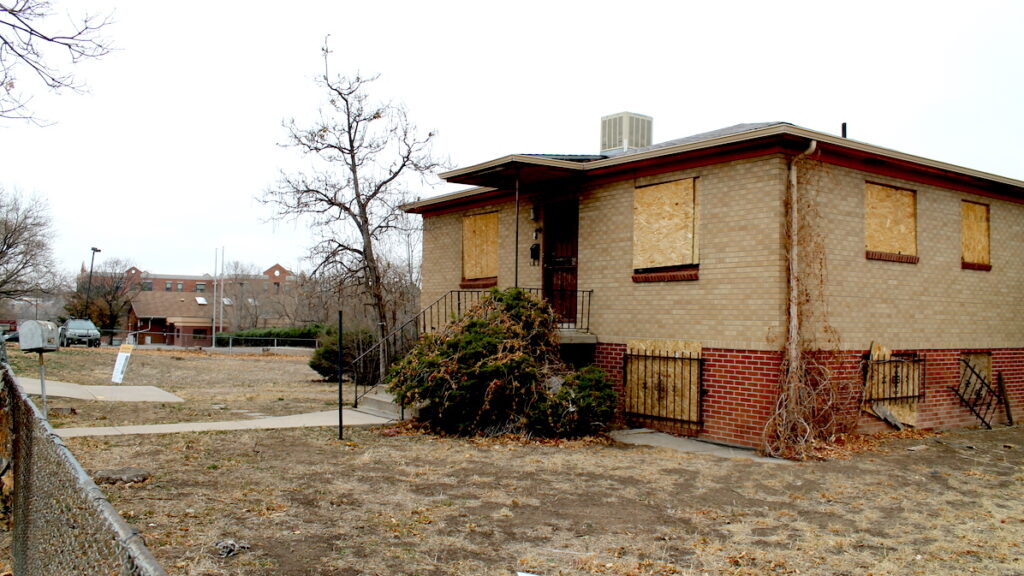 Part of a redevelopment site that will host the Salvation Army's new western U.S. headquarters, housing for families, and a community center. An apartment building for seniors, a community center and a chapel owned by the charity are in the background.