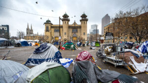 An encampment across the street from Denver Community Church in North Capitol Hill. Dec. 11, 2020.