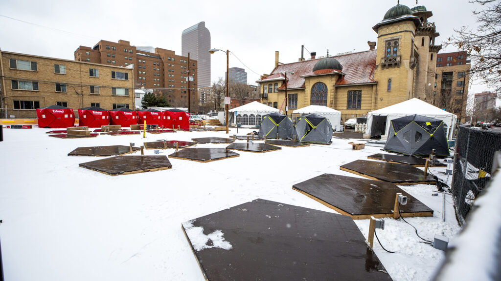 An incoming safe outdoor camping site at Denver Community Church in North Capitol Hill. Dec. 11, 2020.