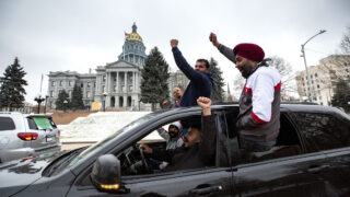 Denver's Indian-American community rallies by the Colorado State Capitol in solidarity with massive protests in India. Dec. 12, 2020.