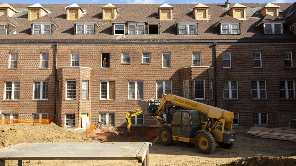 The historic Pancratia Hall is finally renovated and will soon become full of affordable housing units on the Loretto Heights campus. Harvey Park South, Feb. 10, 2021.