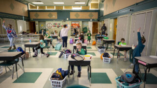 Denver Public Schools' Discovery Link before- and after-school program at Carson Elementary School. March 17, 2021.
