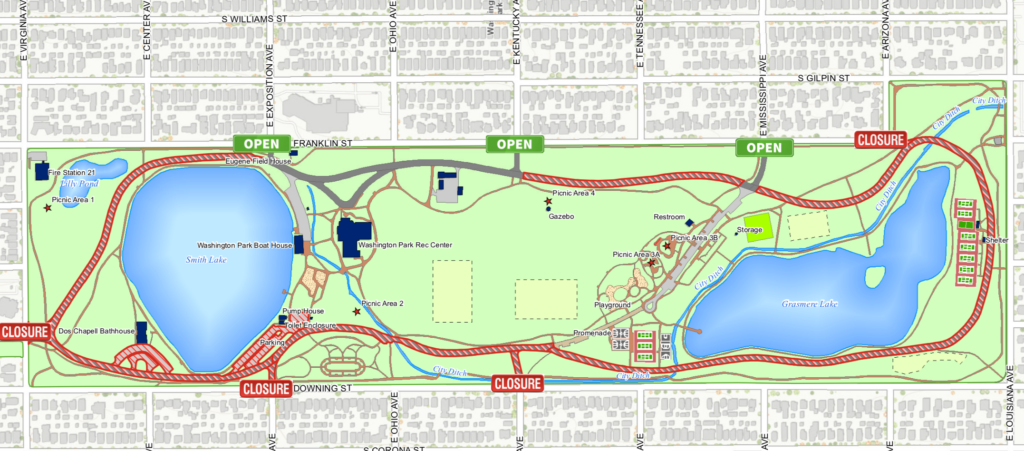 Where cars will be allowed at Washington Park this spring.