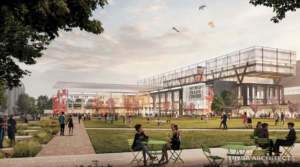 A rendering of the World Trade Center Denver building coming to Globeville.