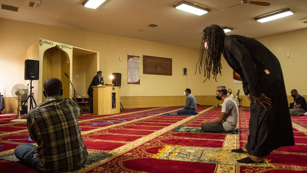 Imam Abdur-Rahim Ali leads an afternoon service at the Northeast Denver Islamic Center. May 14, 2021.