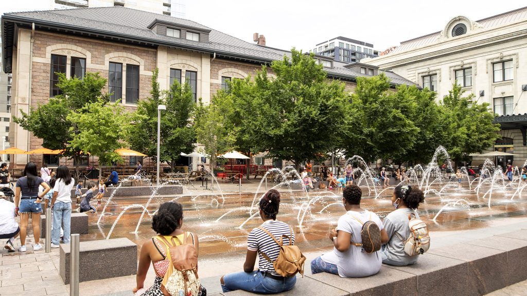 Union Station offers a way to cool off on a very hot afternoon, June 16, 2021.