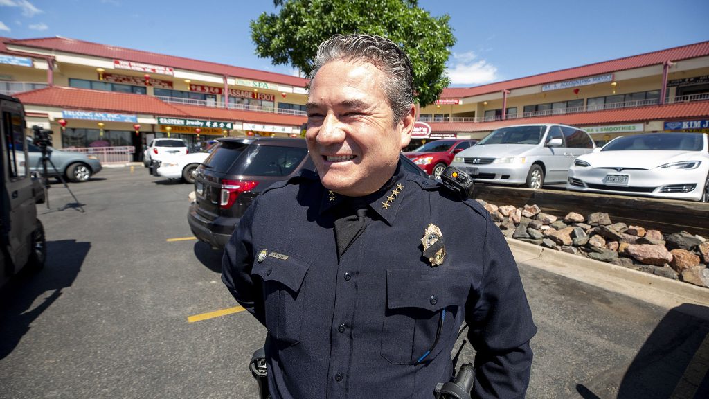 Denver Police Chief Paul Pazen attends a "collaborative crime prevention effort" kickoff at the Far East Center on Federal Boulevard. June 25, 2021.