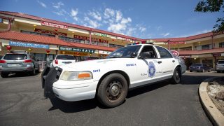 A DPD cruiser parked in the Far East Center on Federal Boulevard, June 25, 2021.