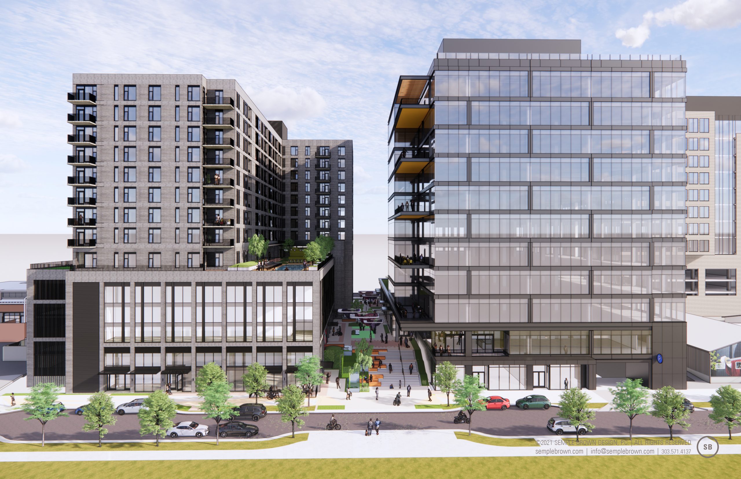 The first phase of Hurley Place, two 12story mixeduse towers in RiNo, will begin in 2022