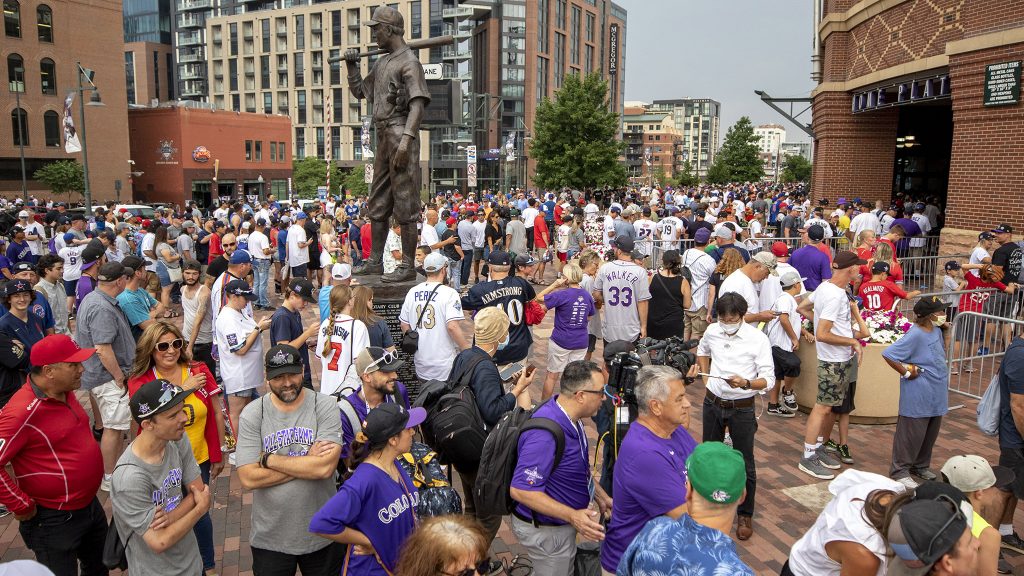 Crowds pour into Coors Field before the MLB All-Star Game. July 13, 2021.