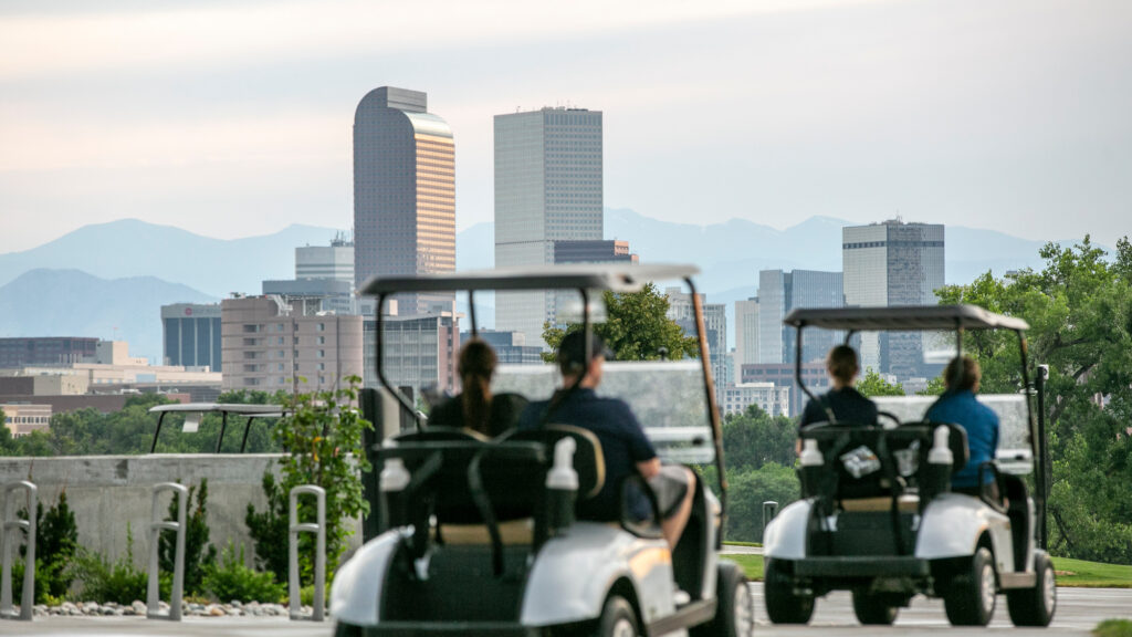 Poor air equality in Denver, most recently brought about by drifting smoke from wildfires all over the West, obscures the mountains as seen from City Park Golf Course on Wednesday, July 14, 2021.