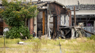 A building in Burnham Yard, a historic rail yard south of downtown Denver now owned by the Colorado Department of Transportation, burned early on Monday, Aug. 30, 2021. It was photographed here on Sept. 1.