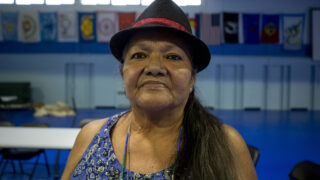 Lynn Eagle Feather attends a roundtable for survivors of Native American boarding schools at the Denver Indian Center on Morrison Road. Sept. 10, 2021.
