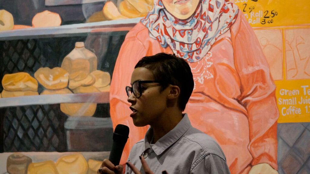 Denver-born portrait artist Jordan Casteel speaks during the Denver Art Museum’s media preview of her first solo museum exhibition on Jan. 31, 2019.