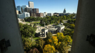 Civic Center Park seen from atop the Denver Art Museum's newly opened Martin Building. Oct. 13, 2021.