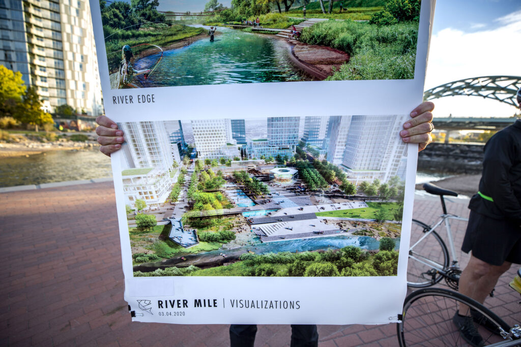 Renderings of the River Mile project, which aims to transform the area around Confluence Park. Oct. 20, 2021.