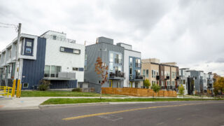 A line of new builds on Perry Street in West Colfax. Oct. 26, 2021.