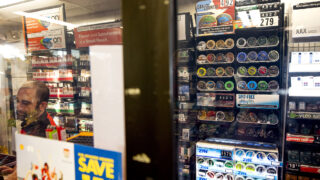 Flavored tobacco for sale at a Sheridan Boulevard gas station. Oct. 27, 2021.