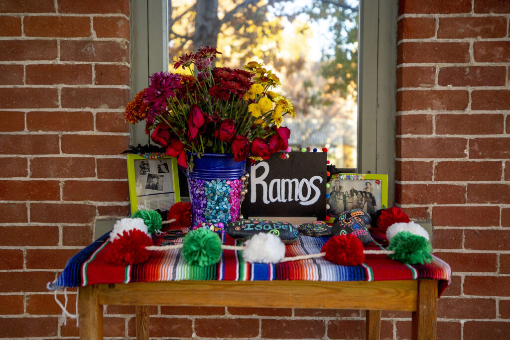 An ofrenda for the Ramos family at 1068 9th Street, which is now a university building on the Auraria Campus. Nov. 4, 2021.