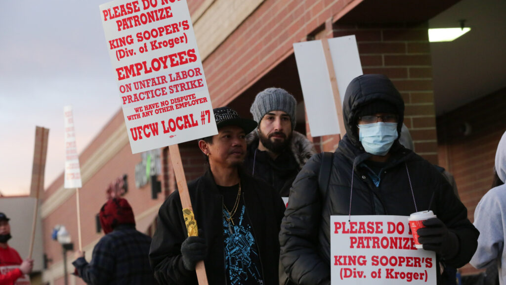 King Soopers workers went on strike Wednesday, Jan. 12, 2022.