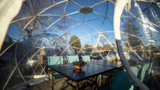Outdoor dining bubbles at Spice Trade Brewery in Hampden South. Jan. 23, 2022.