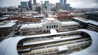 A view of Denver from the Coloradan condo building on Wewatta Street, behind Union Station. Jan. 25, 2022.