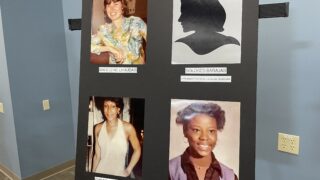 Photos of three of the four women who were fatally stabbed by a man police identified on Friday, Jan. 28, 2022, inside the Denver Police Crime Laboratory. (Esteban L. Hernandez/Denverite)