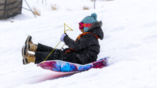 Adysen flies down Ruby Hill on a snow day. Feb. 2, 2022.