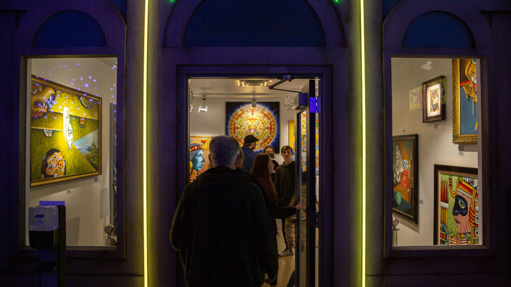 A collection of work by Stevon Lucero on display at Meow Wolf. March 25, 2022.