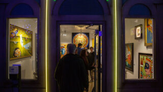 A collection of work by Stevon Lucero on display at Meow Wolf. March 25, 2022.