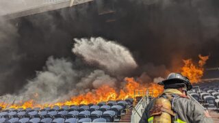 A fire broke out at Broncos stadium. March 24, 2022.
