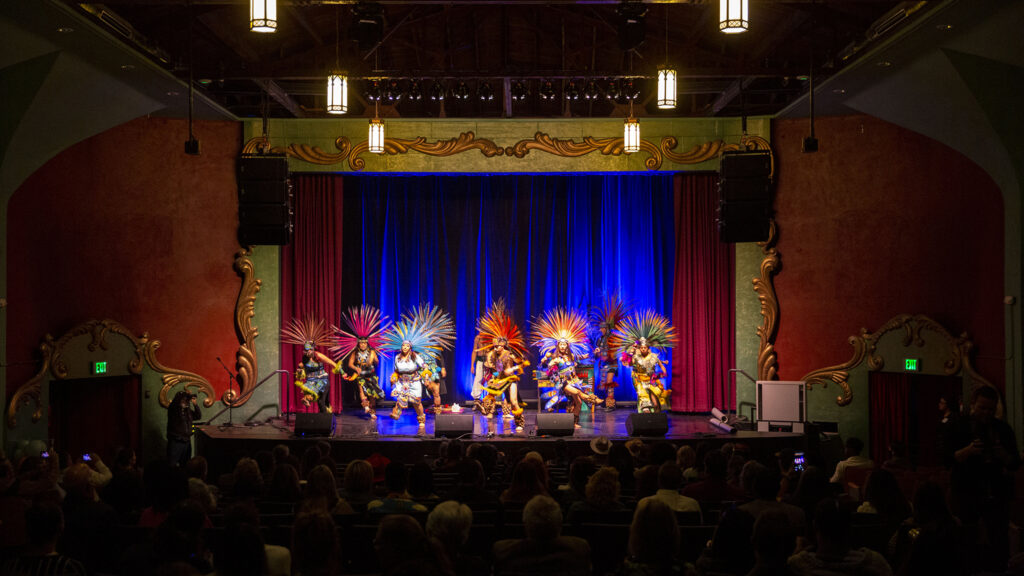 Grupo Tlaloc Danza Azteca opens MCA Denver's first show of their long-term lease at the historic Holiday Theater in Highland. April 7, 2022.