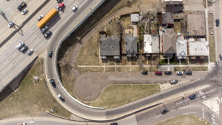 Homes in Washington Park West that are surrounded by I-25's Broadway on- and off-ramps. April 19, 2022.