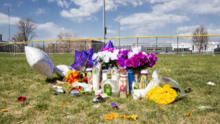 The remnants of a vigil for Gary Arellano in La Alma-Lincoln Park and temporary fencing installed on Thursday as a result of his killing here. April 29, 2022.