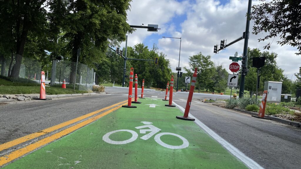 A bike lane into City Park.