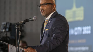 Denver Mayor Michael B. Hancock during the 2022 State of the City address.