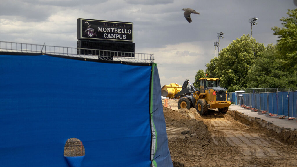 The building and grounds that will hold the newly reopened Montbello High School is under serious construction. Aug. 19, 2022.