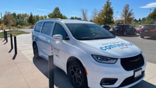 This minivan is one of a handful of vehicles that make up Montbello Connector, a free city-funded transit service for that neighborhood. City leaders plan to start a similar service in Globeville, Elyria and Swansea soon.