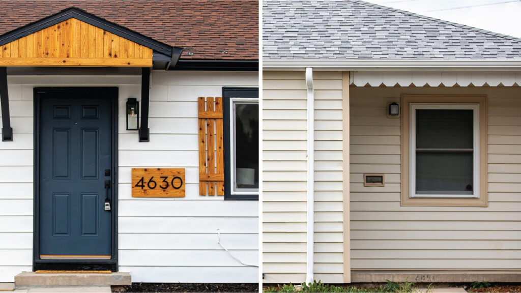 Two homes next to one another in Mar Lee. One recently got an exterior overhaul. Guess which one? Sept. 9, 2022.